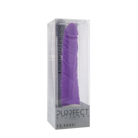 Фиолетовый вибратор-реалистик PURRFECT SILICONE CLASSIC 7.1INCH PURPLE - 18 см.